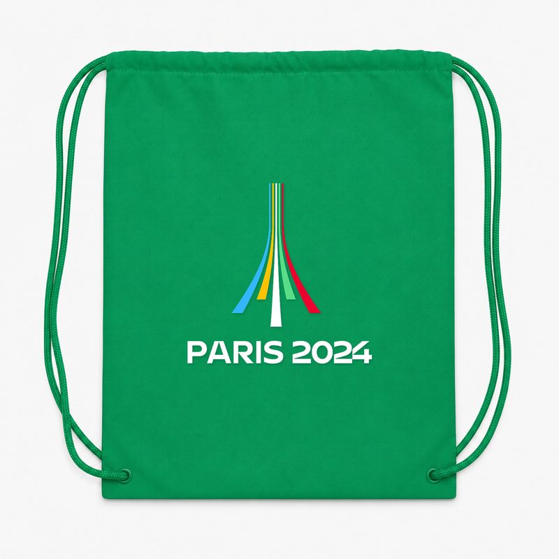 Paris 2024 Olympics White Drawstring Bag - Green