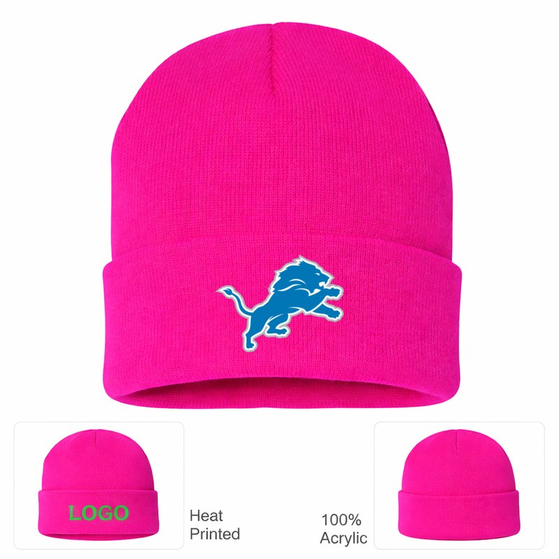 Detroit Lions Hot Pink Beanie Hat
