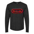 Men's Nintendo Embroidery Logo Long sleeves Cotton Blend T-Shirt - Black