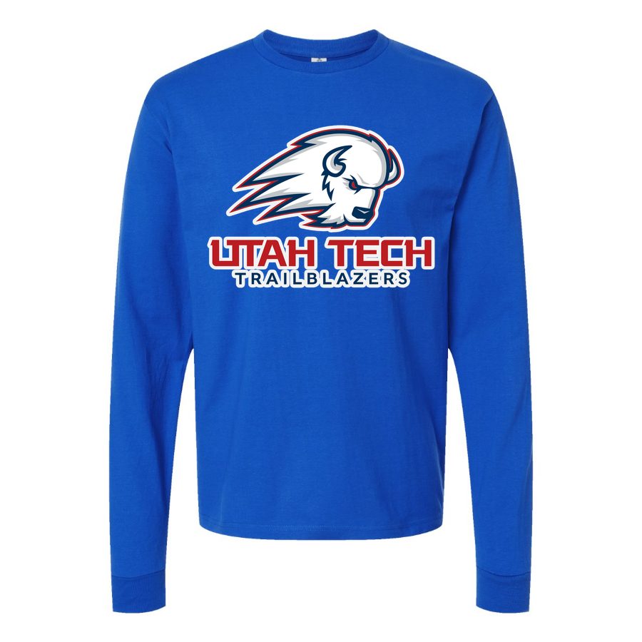 Men's Utah Tech Trailblazers Logo Long sleeves Cotton Blend T-Shirt - Blue