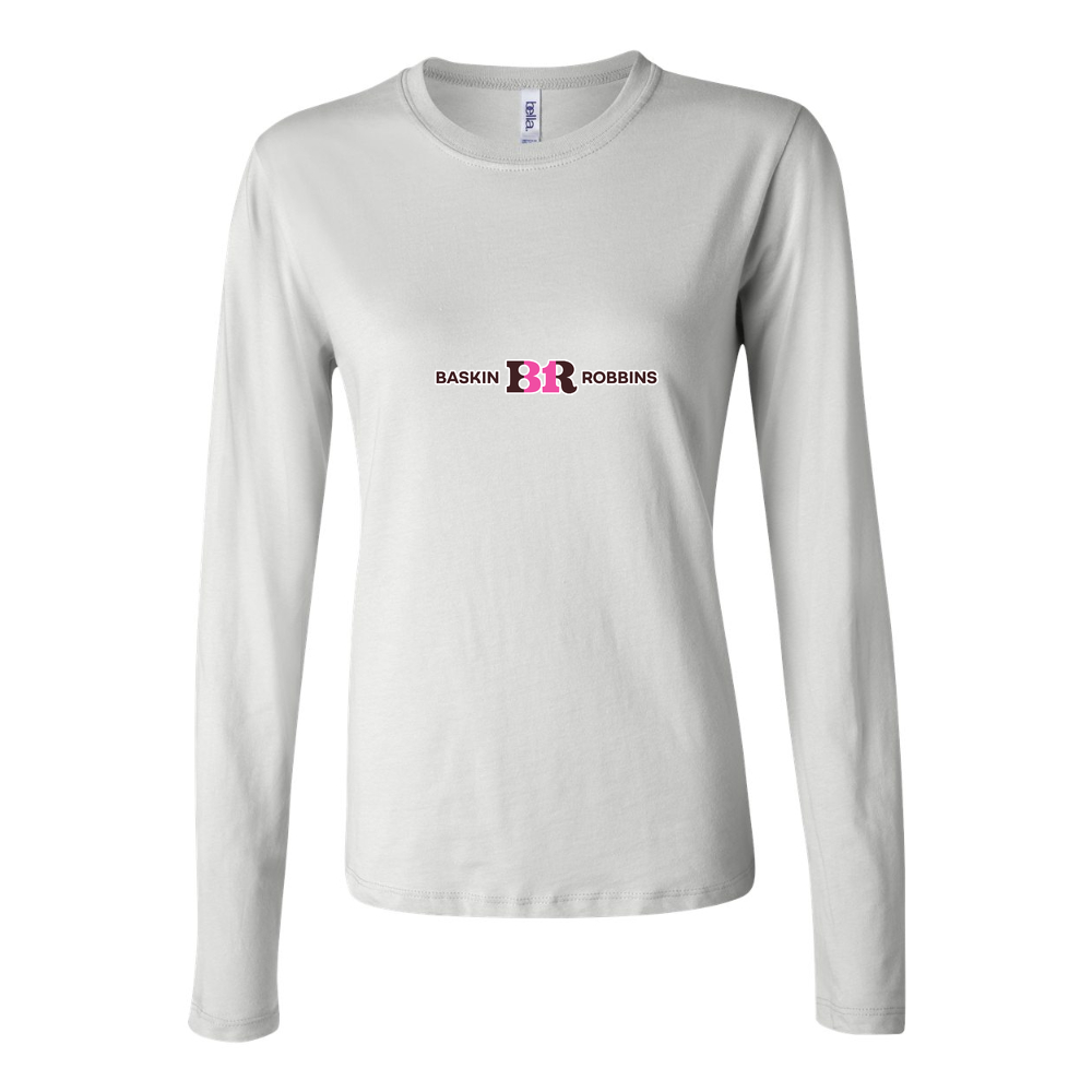 Women's Baskin Rоbbins Logo 1536x864 Long Sleeve T-Shirt - White