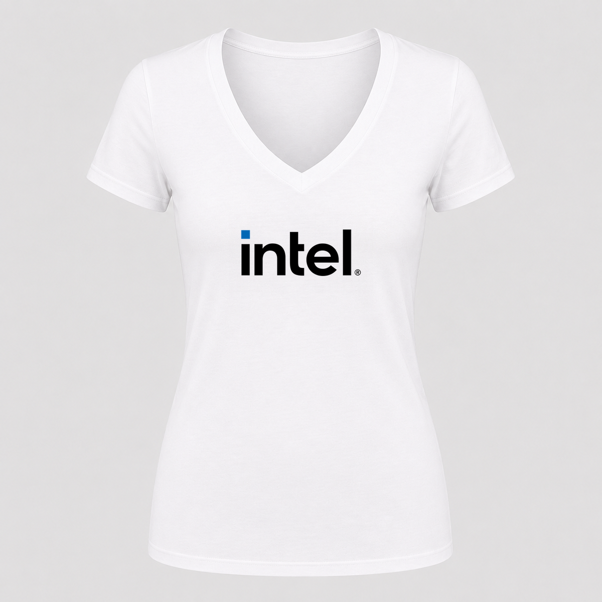 Women's Intel V Neck T-Shirt in white