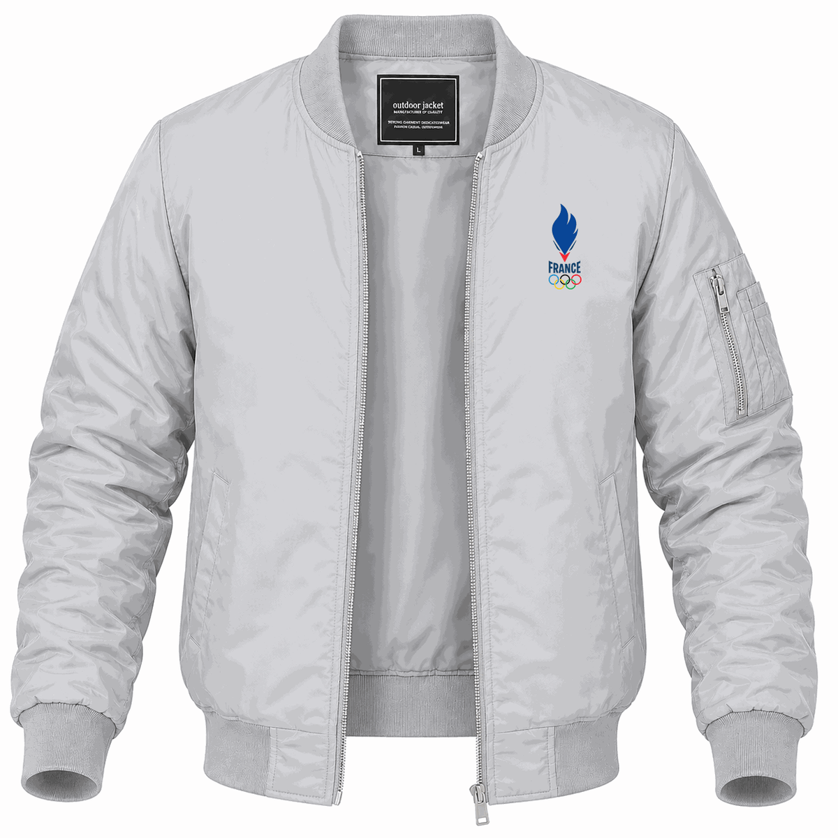 Men's France 2024 logo Lightweight Bomber Jacket - Gray