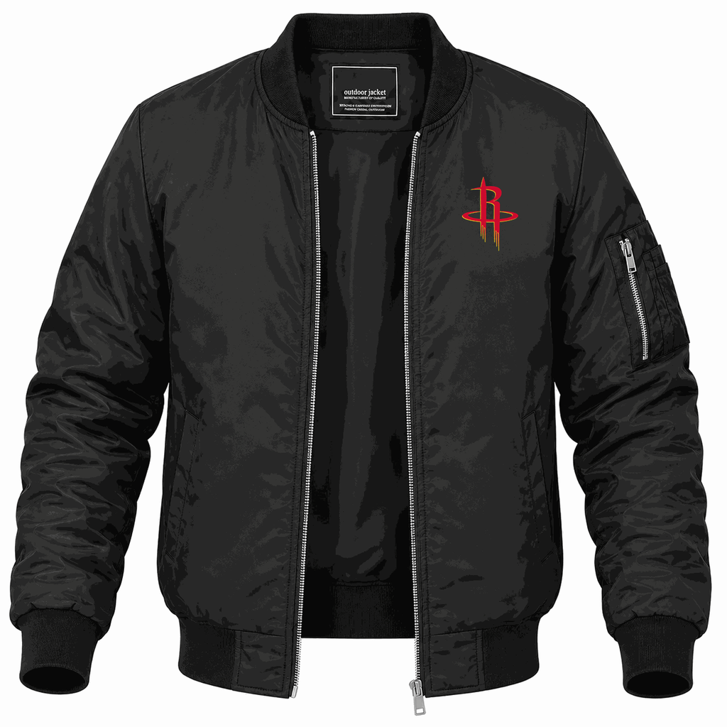 Men's Houston Rockets Lightweight Bomber Jacket - Black