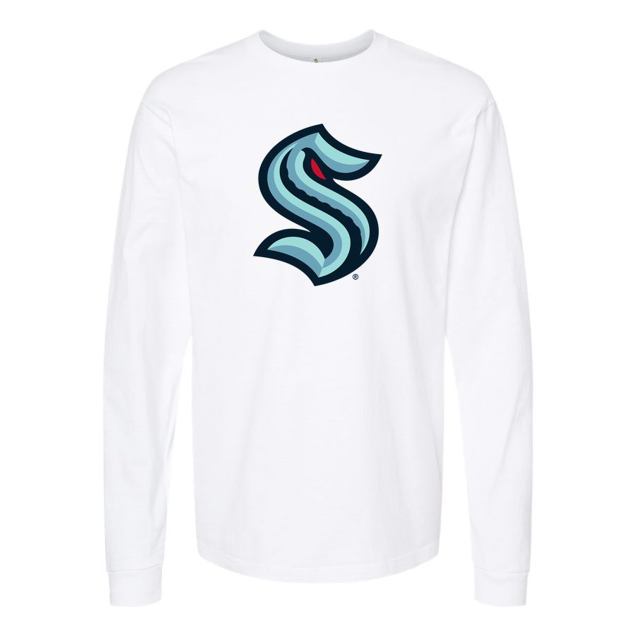 Men's Seattle Kraken Long sleeves Cotton Blend T-Shirt - White