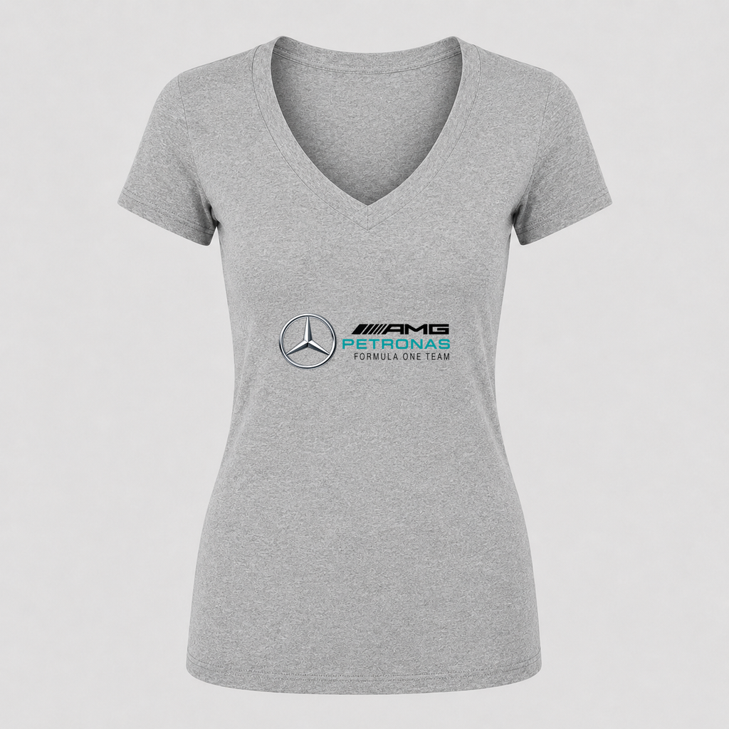 Women's Mercedes AMG Petronas Formula One Team V Neck T-Shirt in gray