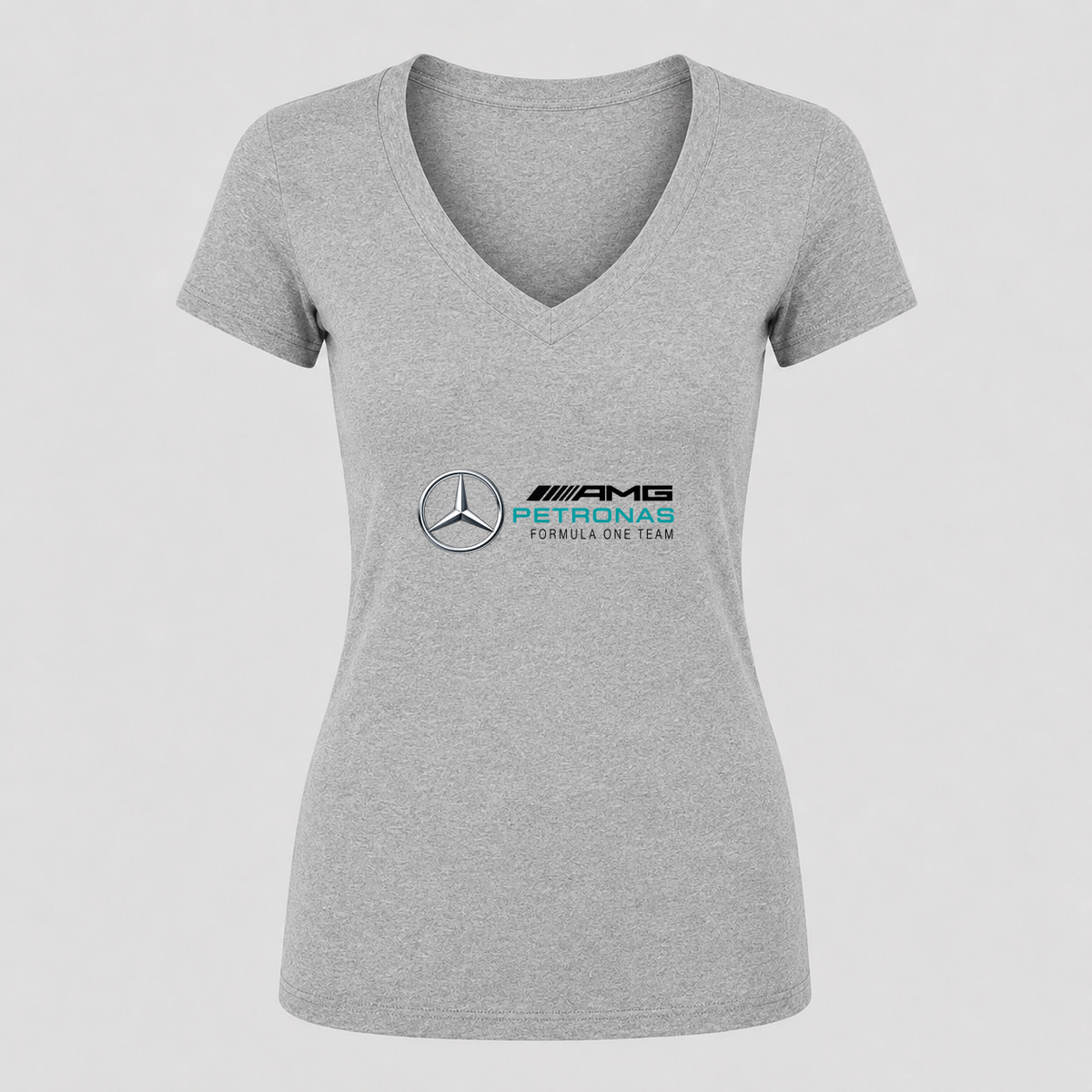 Women's Mercedes AMG Petronas Formula One Team V Neck T-Shirt in gray