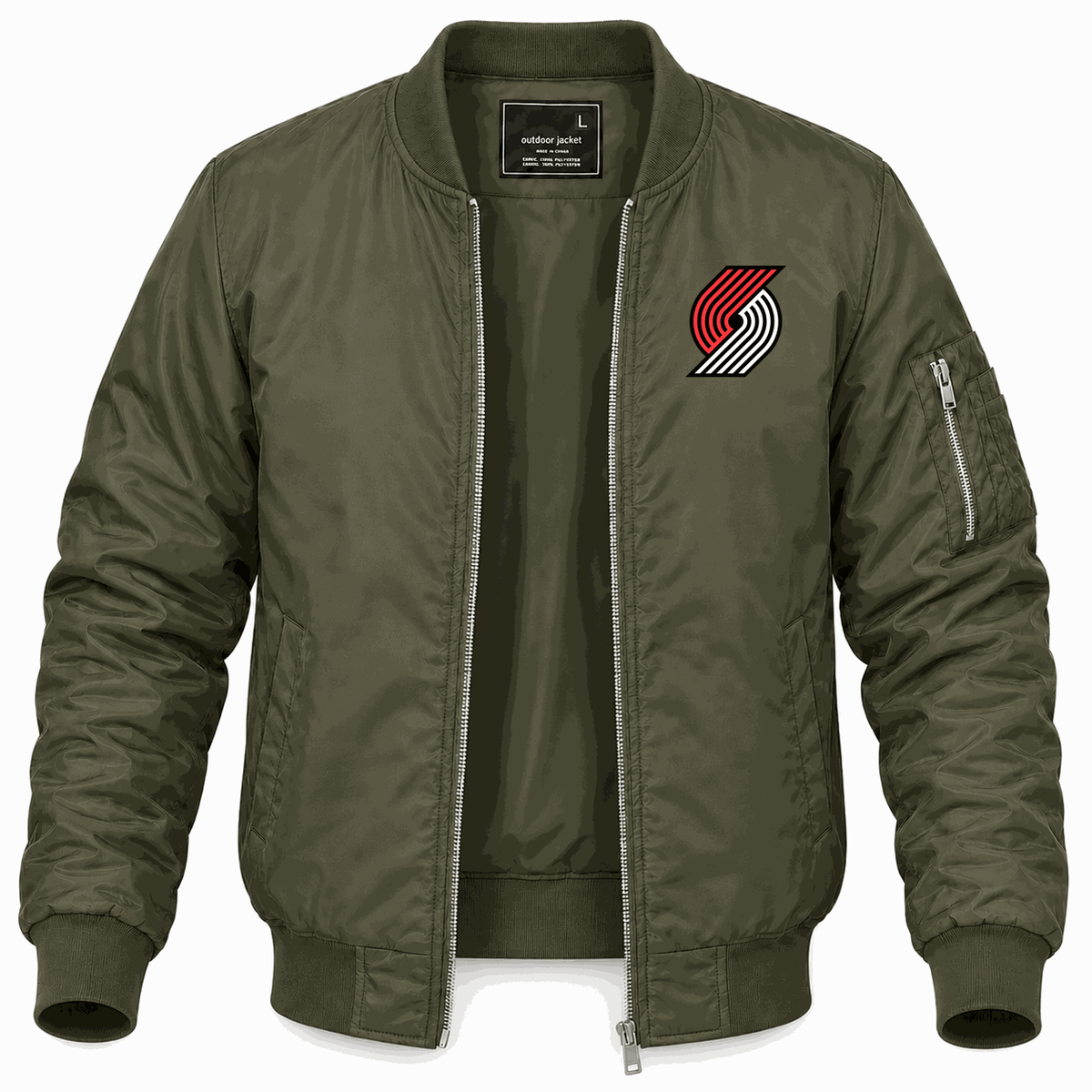 Men's Portland Trail Blazers Lightweight Bomber Jacket - Army Green