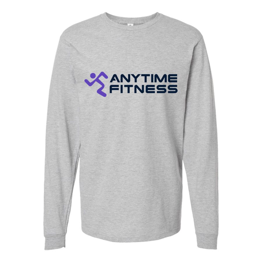Men's Anytime-Fitness-logo-1536x864 Long sleeves Cotton Blend T-Shirt - Gray