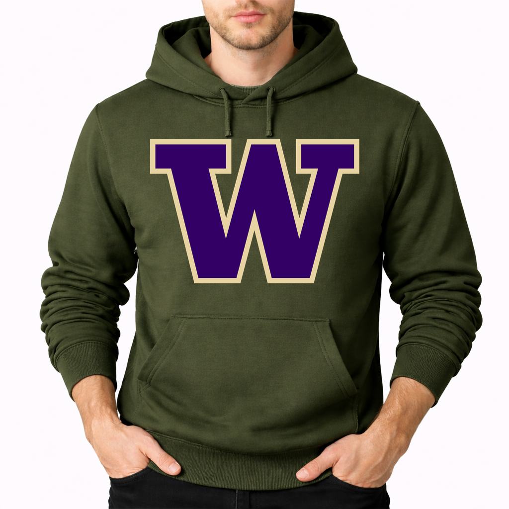 Men's Washington Huskies Pullover Hoodie - Army Green