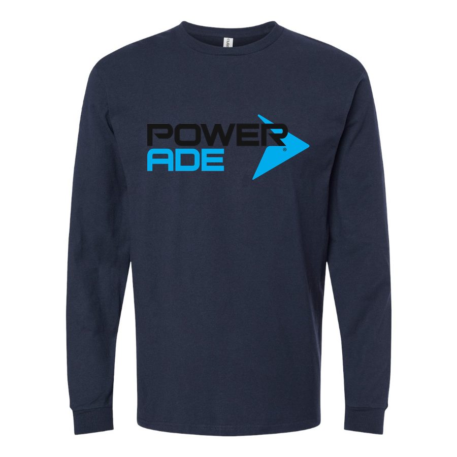 Men's Powerade logo Long sleeves Cotton Blend T-Shirt - Navy