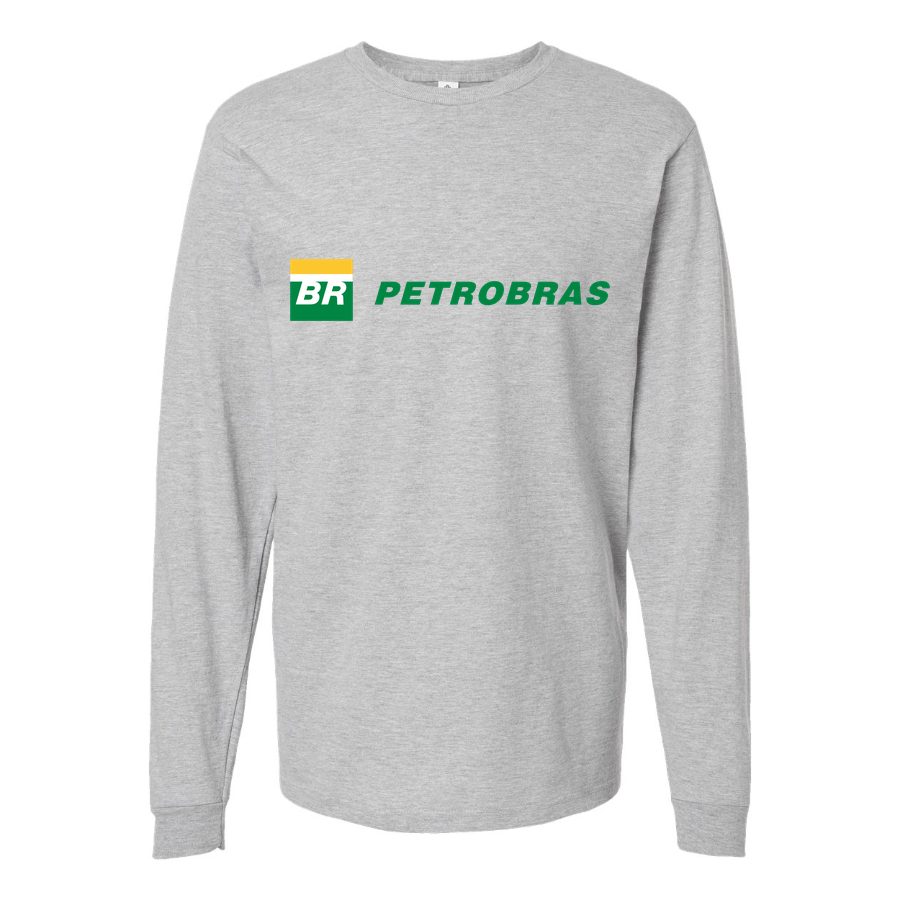 Men's Petrobras-Logo-1536x864 Long sleeves Cotton Blend T-Shirt - Gray