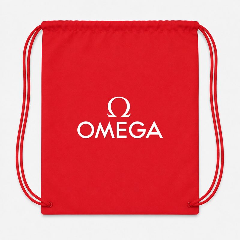Omega White Drawstring Bag - Red