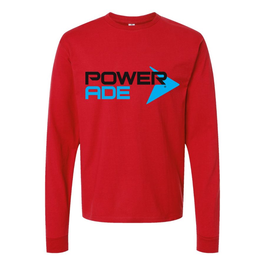 Men's Powerade logo Long sleeves Cotton Blend T-Shirt - Red