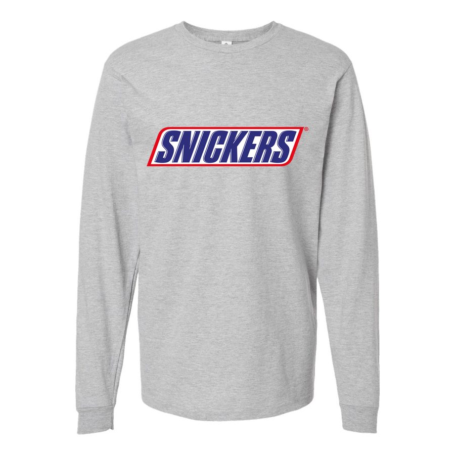 Men's Snickers-Logo-food-1536x864 Long sleeves Cotton Blend T-Shirt - Gray
