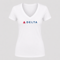Women's Delta Airlines V Neck T-Shirt in white