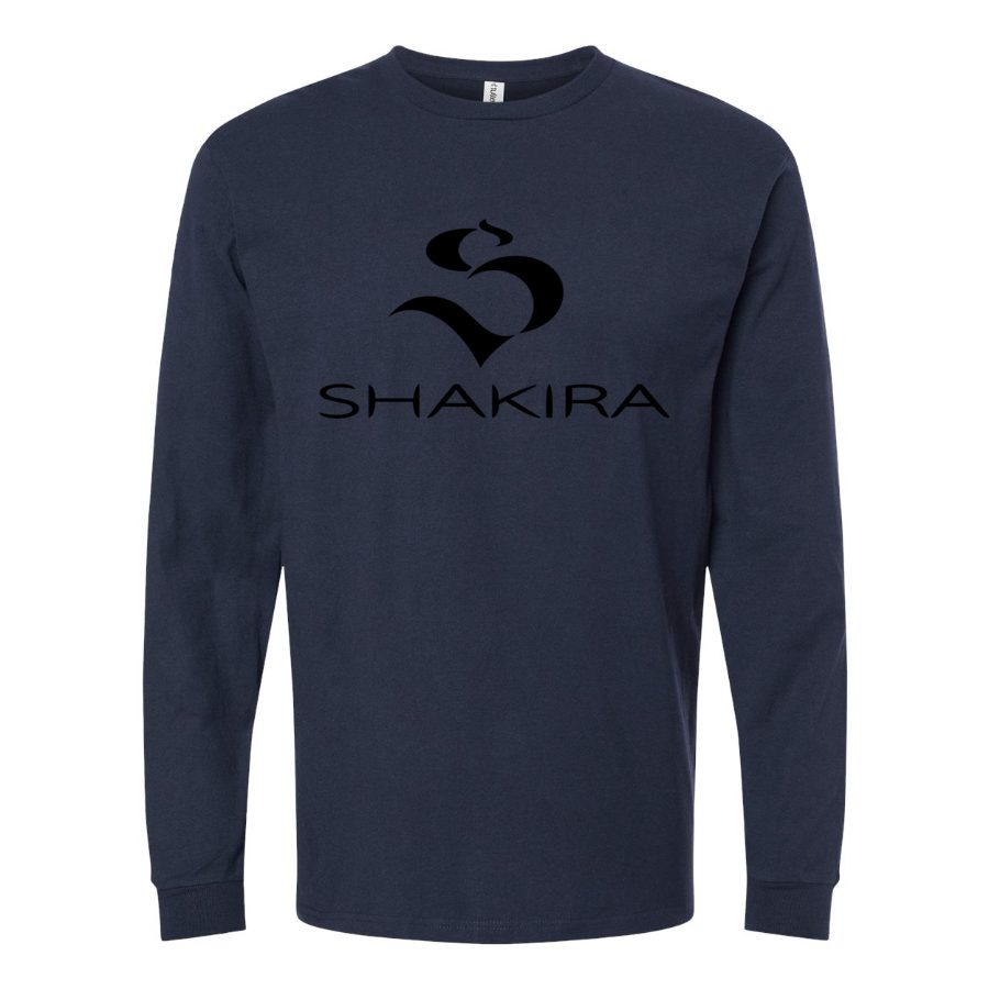 Men's Shakira-Logo Long sleeves Cotton Blend T-Shirt - Navy