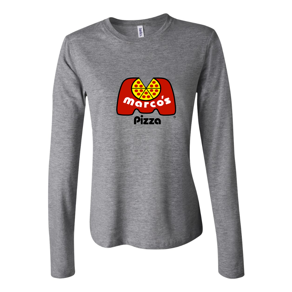 Women's Logo Marcos Pizza 1536x864 Long Sleeve T-Shirt - Gray