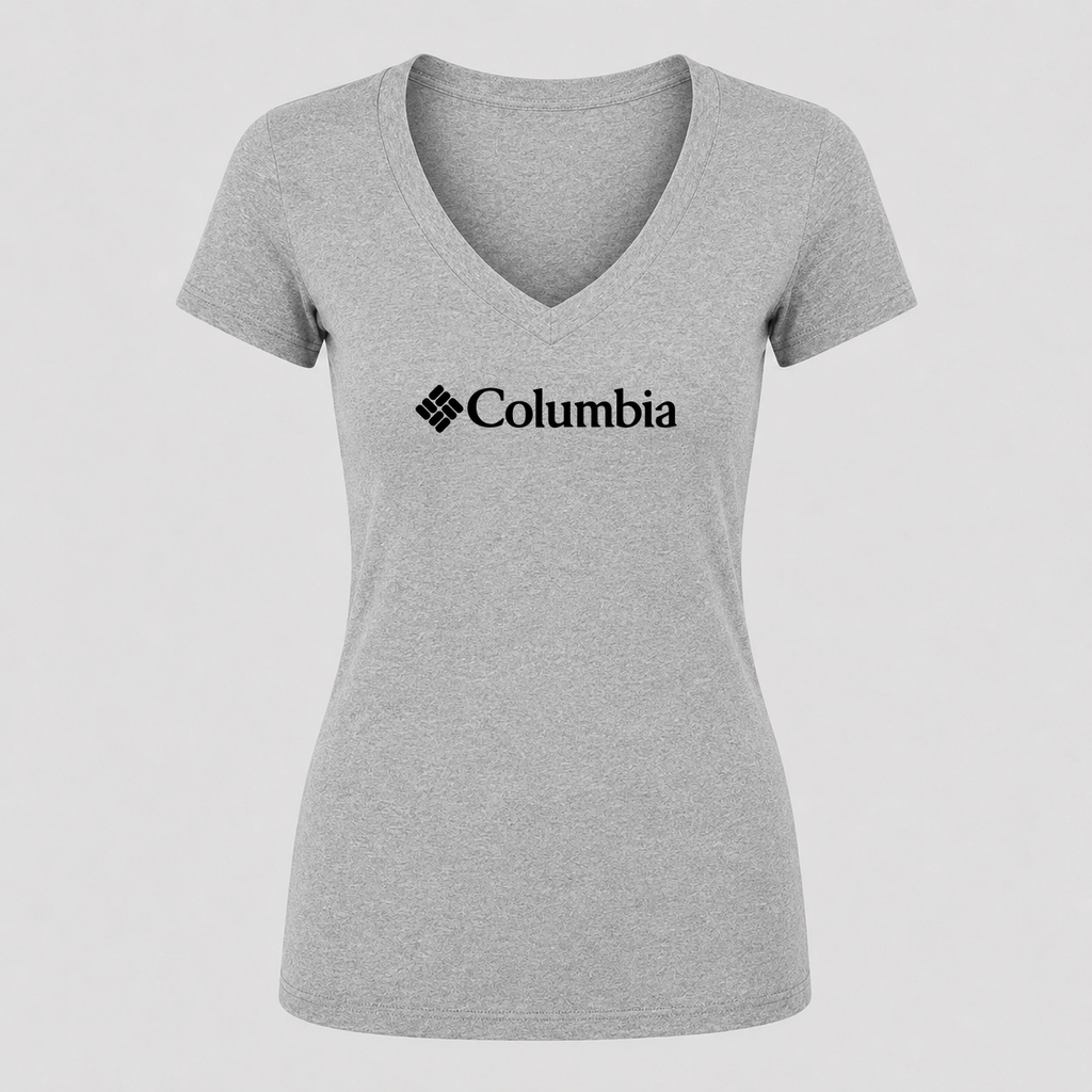 Women's Columbia V Neck T-Shirt in gray