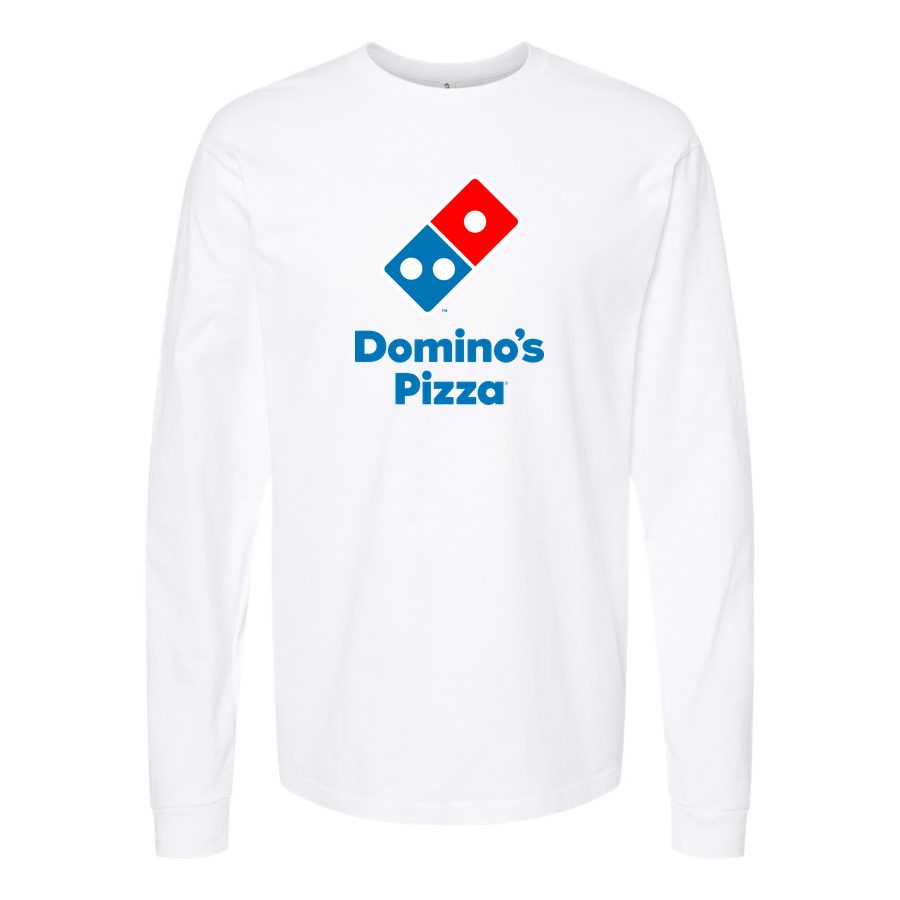 Men's Domino s Pizza Long sleeves Cotton Blend T-Shirt - White
