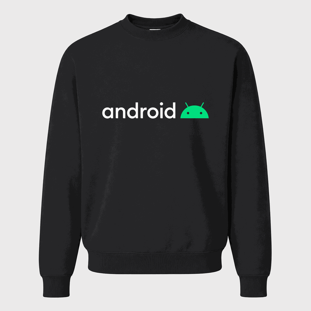 Men's Android White Logo Crewneck Sweatshirt - Black