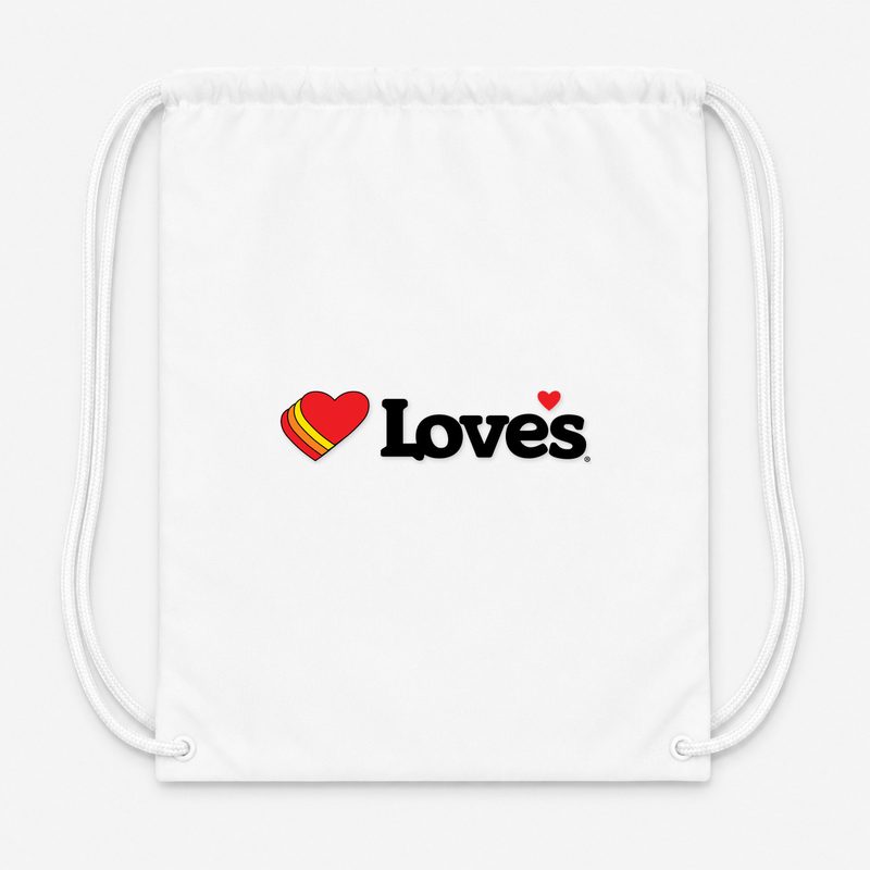 Loves Travel Stops Drawstring Bag - White