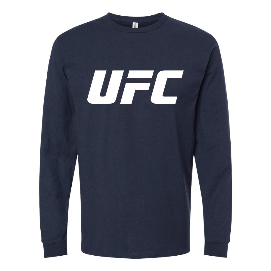 Men's UFC White Logo Long sleeves Cotton Blend T-Shirt - Navy