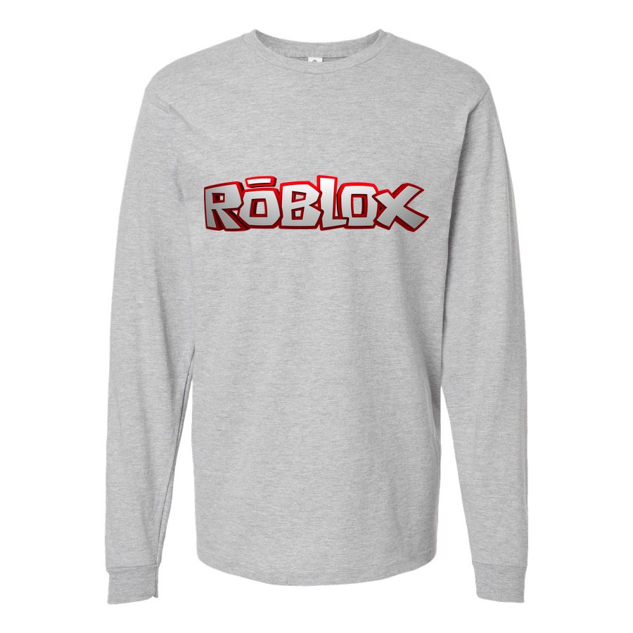 Men's Roblox-Logo Long sleeves Cotton Blend T-Shirt - Gray