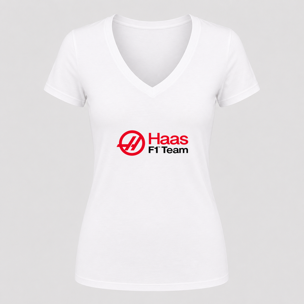 Women's Haas F1 Team V Neck T-Shirt in white