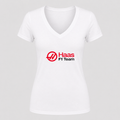 Women's Haas F1 Team V Neck T-Shirt in white