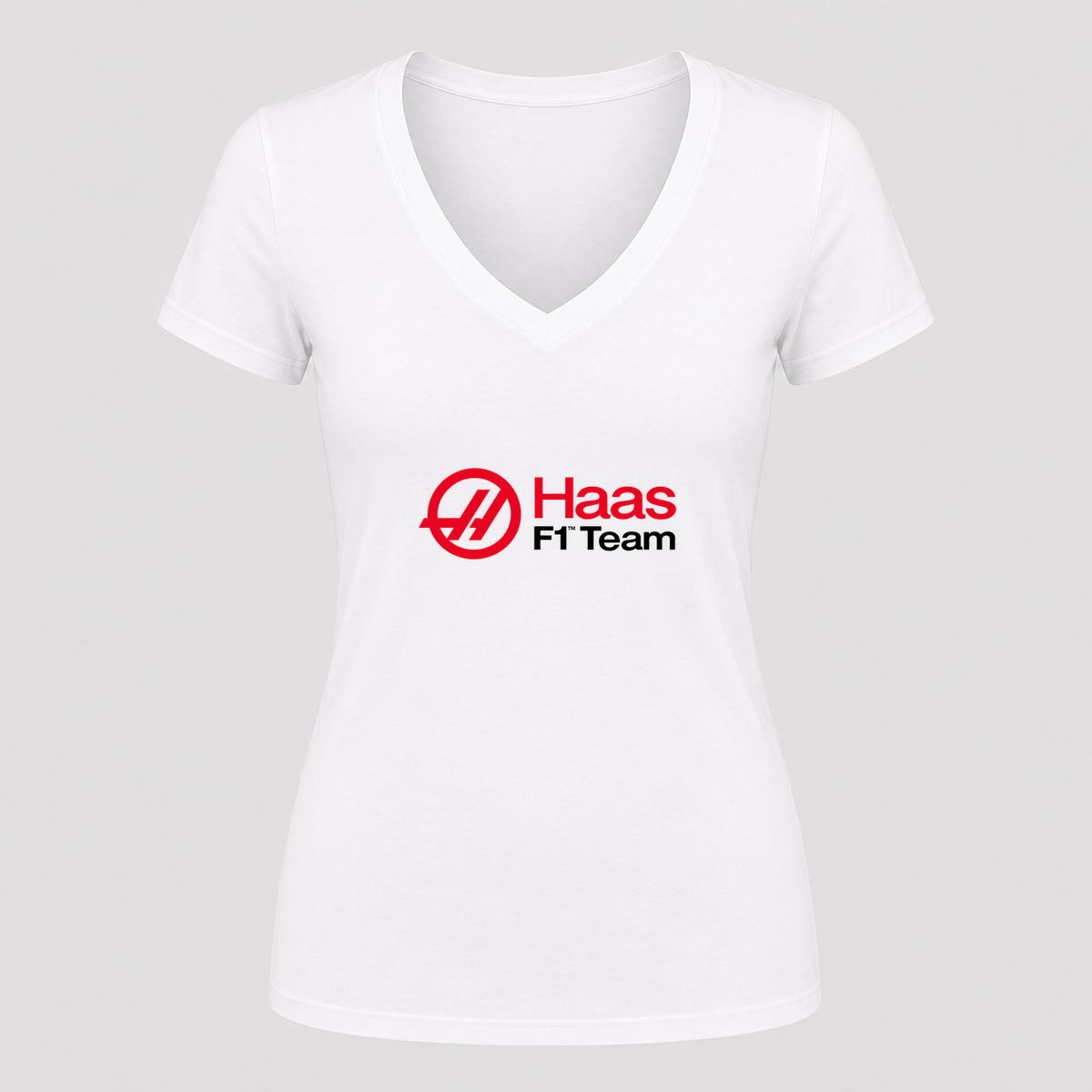 Women's Haas F1 Team V Neck T-Shirt in white