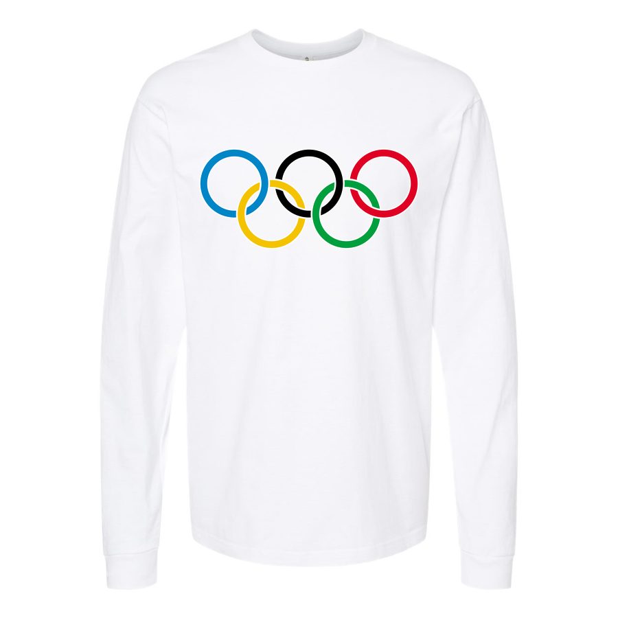 Men's Olympic Ring BK-logo Long sleeves Cotton Blend T-Shirt - White