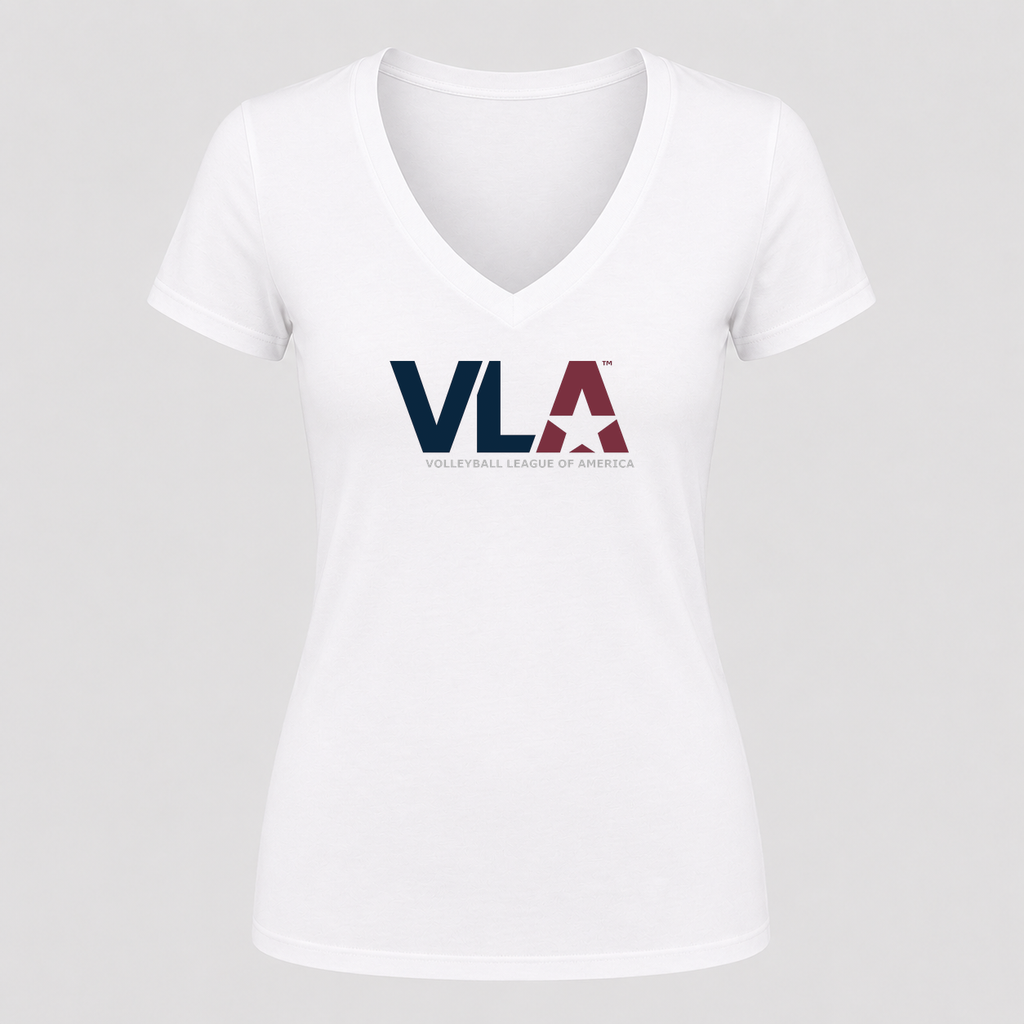 Women's American Volleyball League V Neck T-Shirt in white