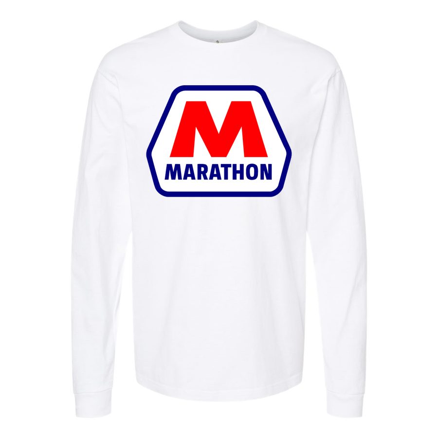 Men's Marathon-Logo Long sleeves Cotton Blend T-Shirt - White