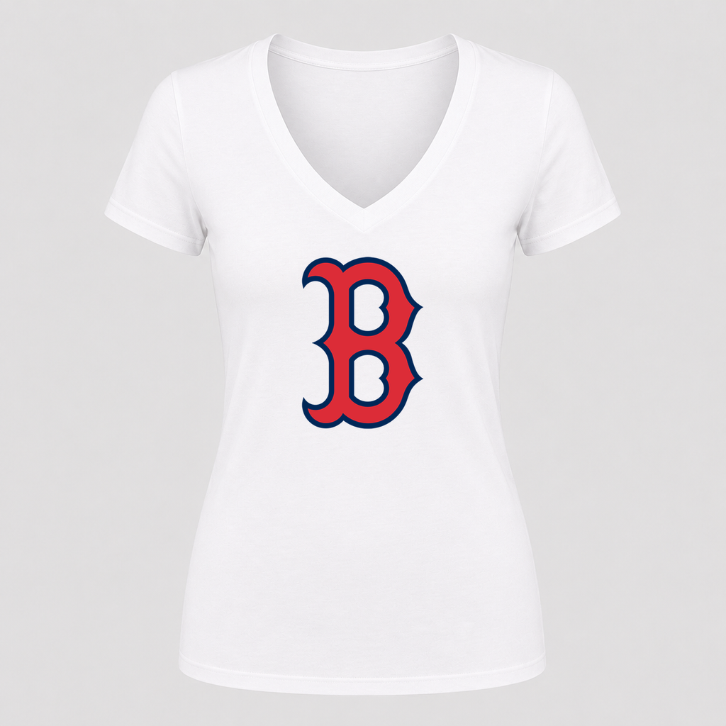 Women's Boston Red Sox V Neck T-Shirt in white