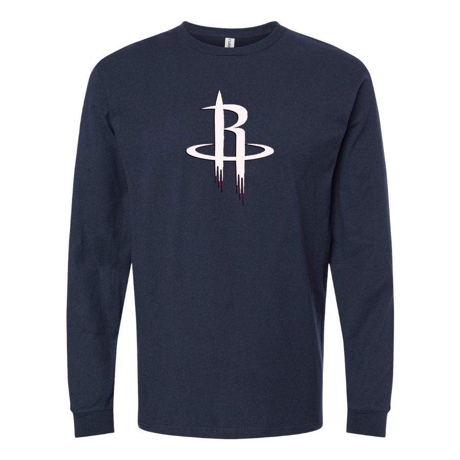 Men's army greeoustonrocksn Long sleeves Cotton Blend T-Shirt - Navy