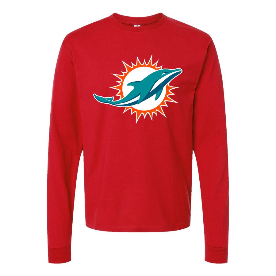 Men's Miami Dolphins Long sleeves Cotton Blend T-Shirt - Red