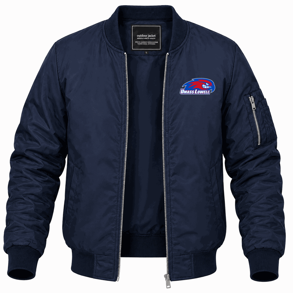 Men's UMass Lowell River Hawks Logo Lightweight Bomber Jacket - Navy