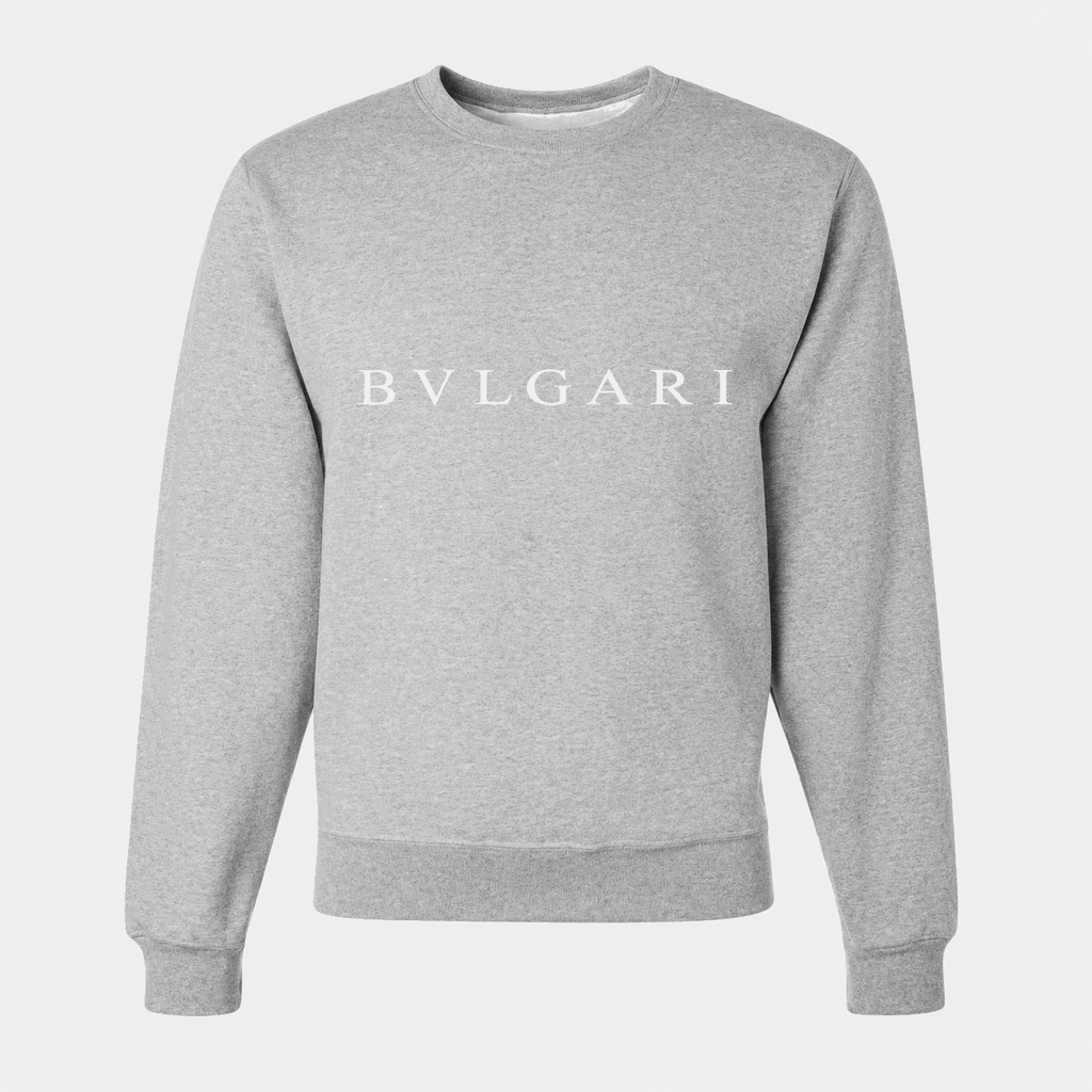 Men's Bvlgari White Logo Crewneck Sweatshirt - Gray