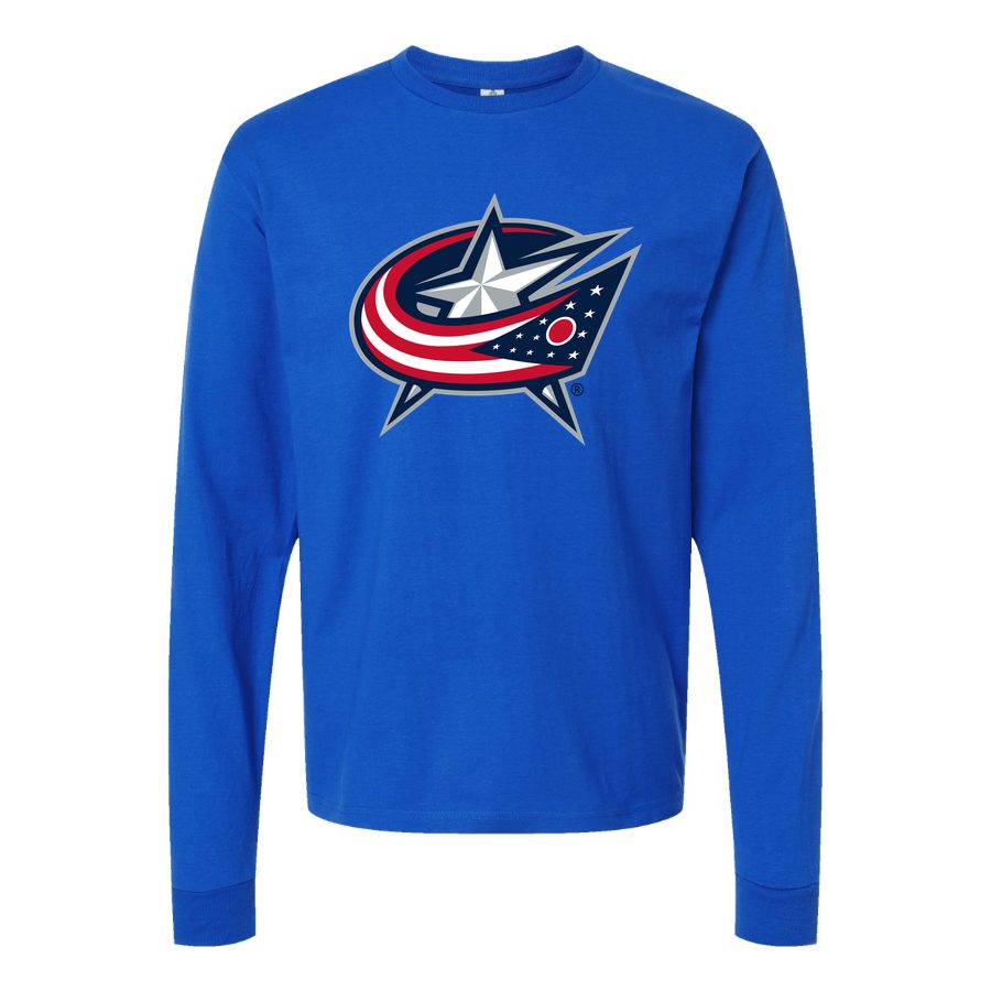 Men's Columbus Blue Jackets Long sleeves Cotton Blend T-Shirt - Blue