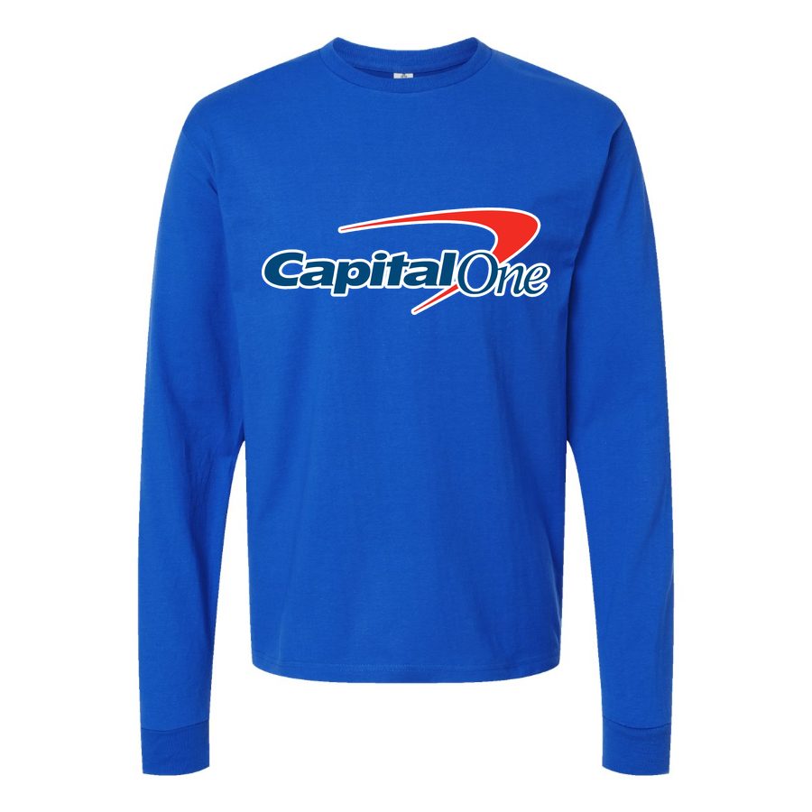 Men's Capital-One-Logo-1536x864 Long sleeves Cotton Blend T-Shirt - Blue
