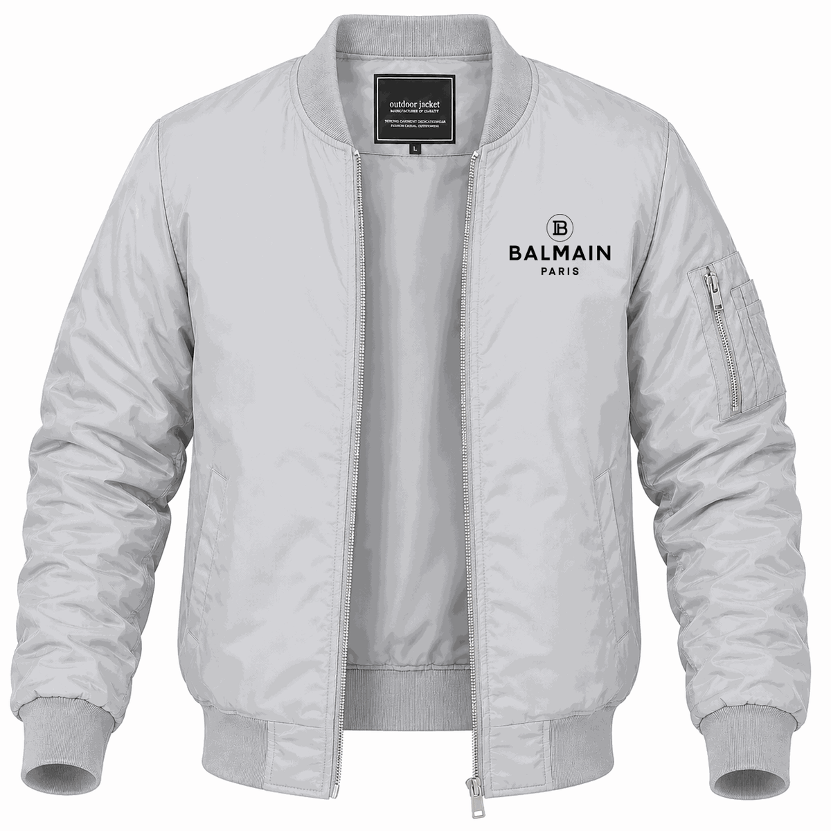 Men's Balmain Paris Lightweight Bomber Jacket - Gray