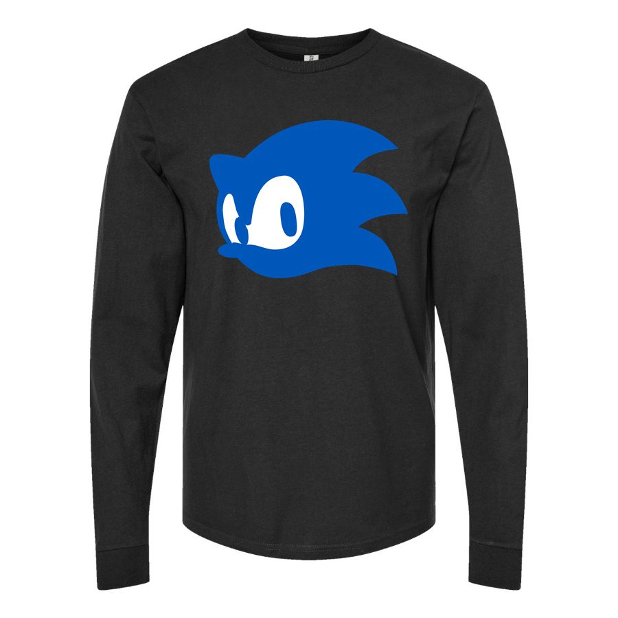 Men's Sonic Long sleeves Cotton Blend T-Shirt - Black