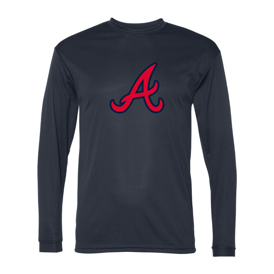 Men's Atlanta Braves Polyester Long Sleeve T-Shirt - Navy