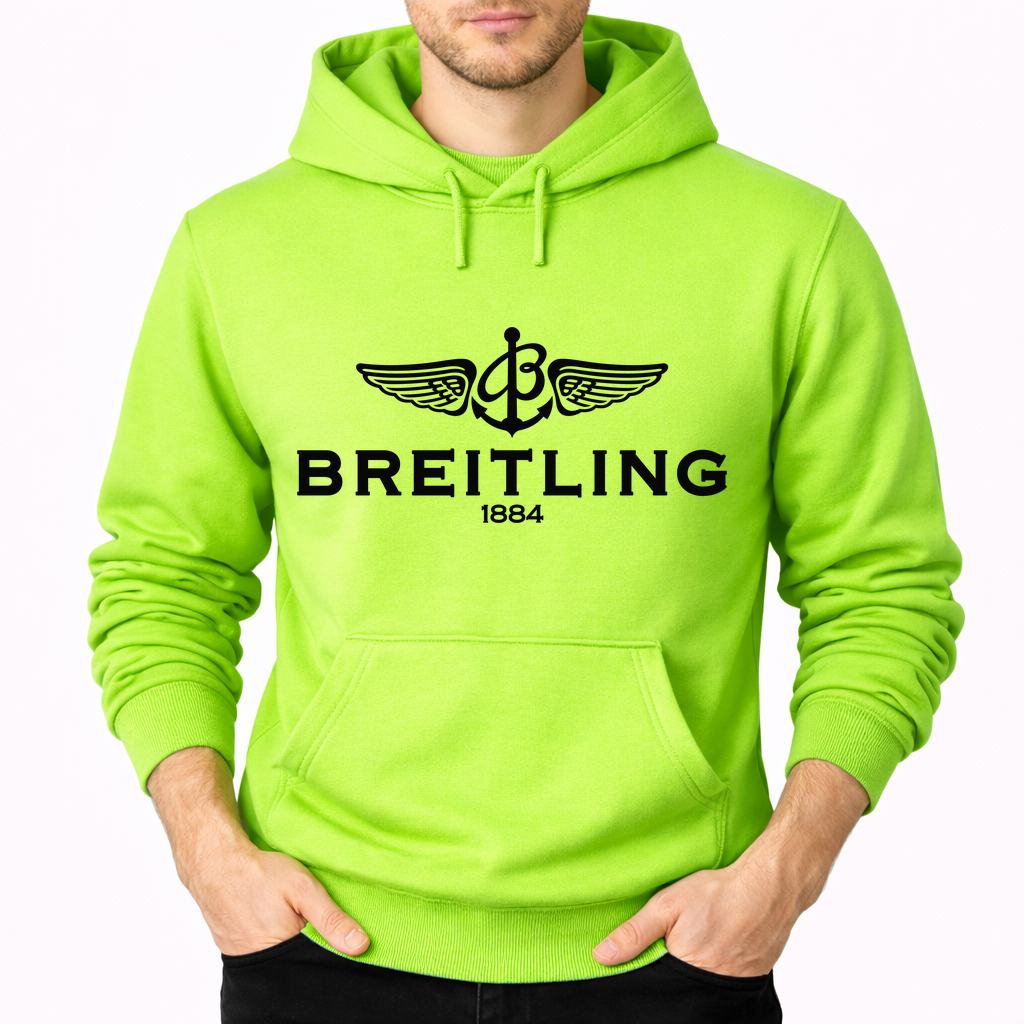 Men's Breitling 1 Pullover Hoodie - Lime green