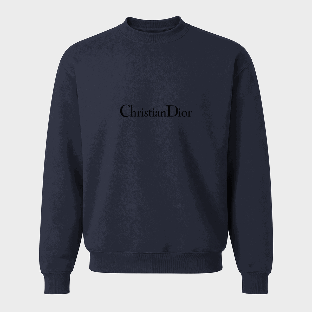 Men's Dior Black Logo Crewneck Sweatshirt - Navy