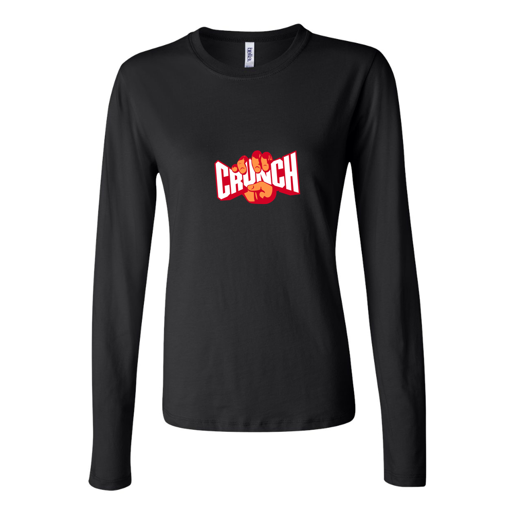 Women's Crunch Fitness Logo 1024x576 Long Sleeve T-Shirt - Black