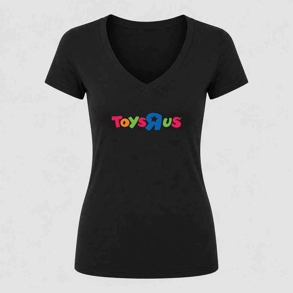 Women's Toys R Us V Neck T-Shirt in black