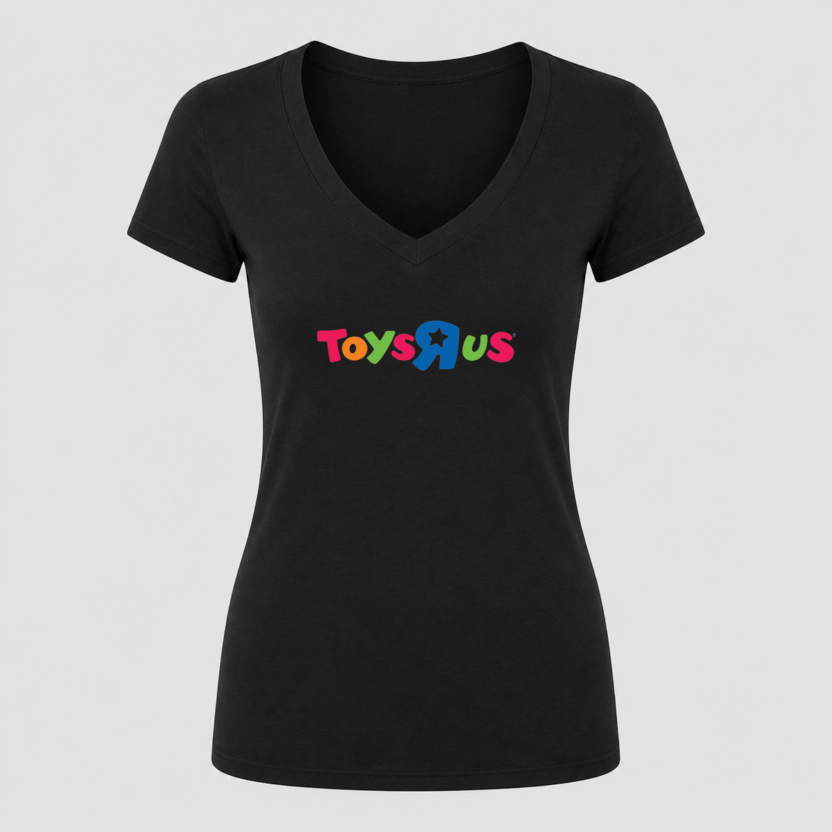 Women's Toys R Us V Neck T-Shirt in black