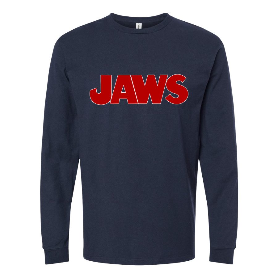Men's Jaws logo PNG3 Long sleeves Cotton Blend T-Shirt - Navy